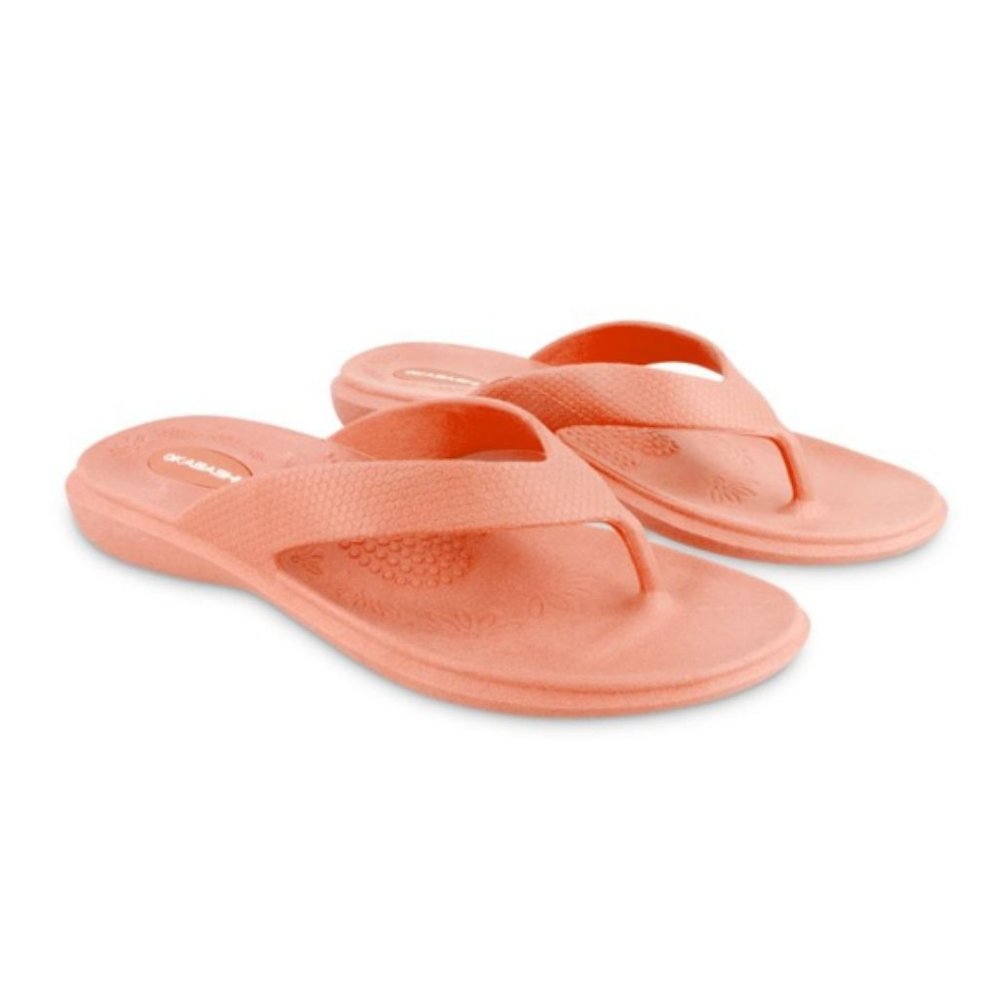 OKABASHI-Maui Flip-Flops/Sandals-Coral (Salmon/Peach)Vegan-Molded-Waterproof-NWT